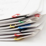papers colored paperclips